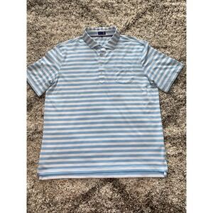 Stitch‎ Polo Shirt Men's Blue Large Striped Short Sleeve
